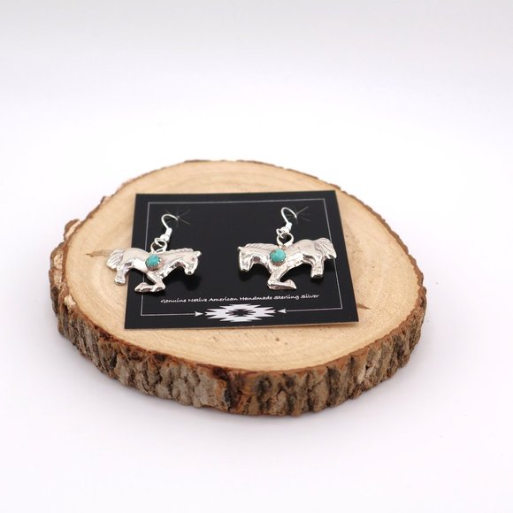Native American‎ Women's Blue Turquoise Horse Earrings Navajo Jewelry*** - Picture 6 of 10